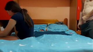 Cute petite girl friend in nylon socks gets hard fucked by her roommate
