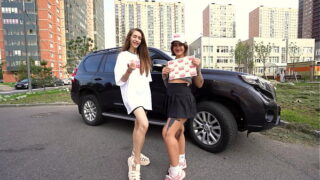 Risky Public Threesome in a Car to Rough Hard Sex at Home Adventure